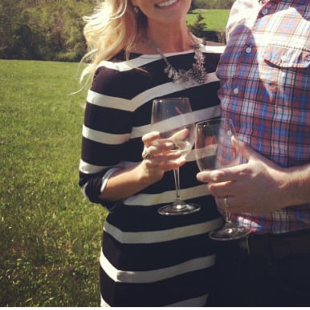 JCrew black and white rugby stripe dress